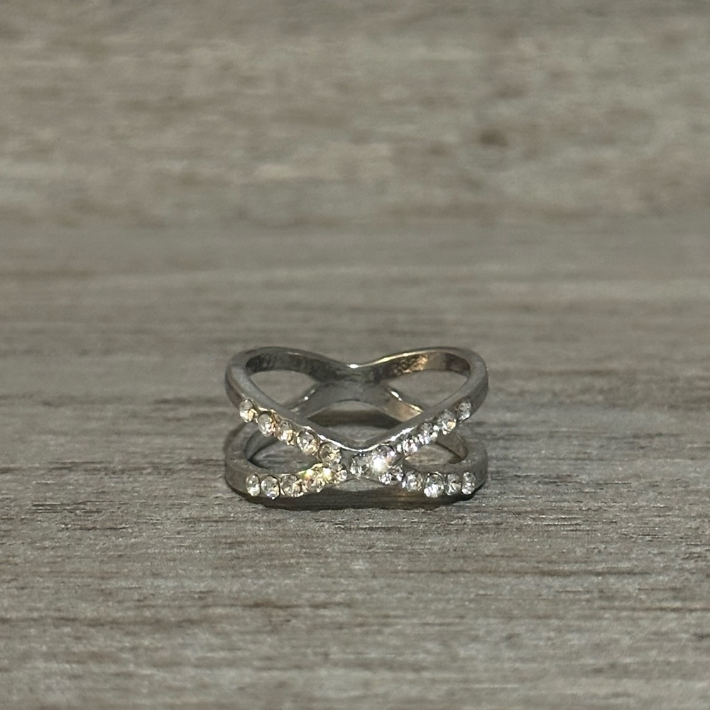 Assorted Bedazzled Silver Rings (Assorted Sizes)